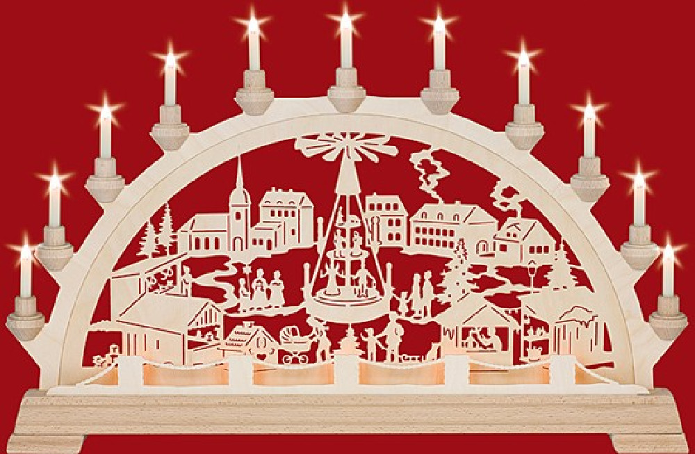 Taulin Schwibbogen Weihnachtsmarkt mit Pyramide Taulin Schwibbogen Weihnachtsmarkt mit Pyramide