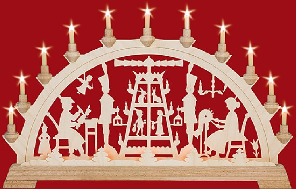 Taulin Schwibbogen Pyramide / Schnitzer / Klöppelfrau Taulin Schwibbogen Pyramide / Schnitzer / Klöppelfrau