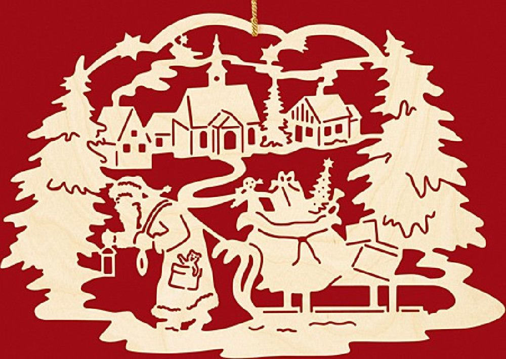 Taulin Fensterbild Weihnachten Weihnachtsmann mit Schlitten / Dorf Taulin Fensterbild Weihnachten Weihnachtsmann mit Schlitten / Dorf
