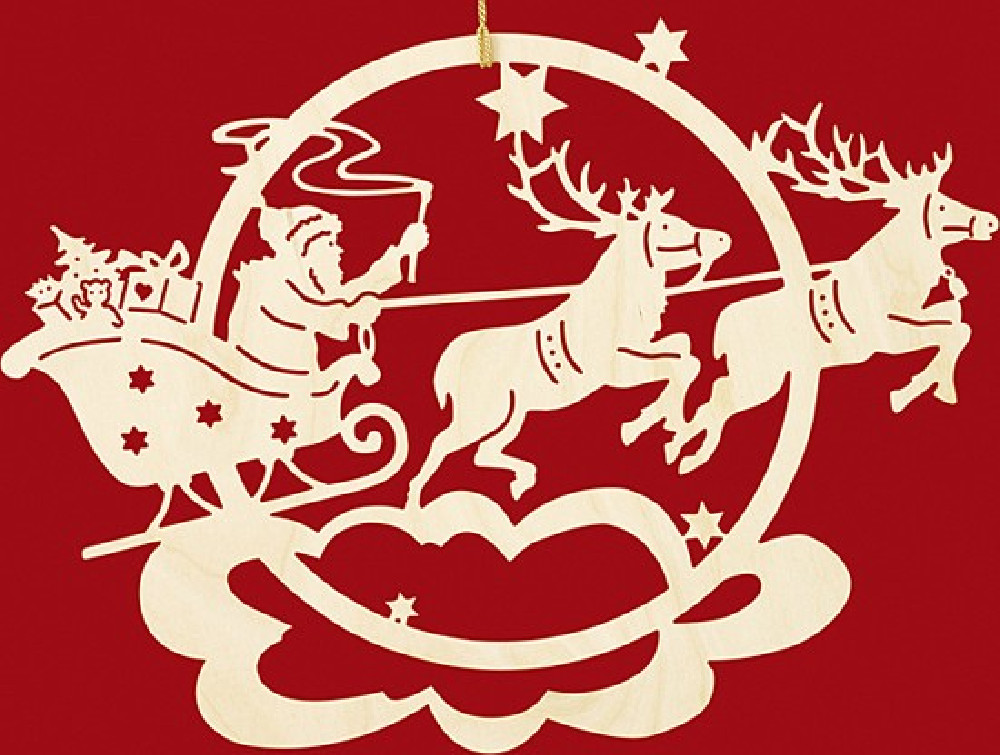 Taulin Fensterbild Weihnachten Rentierschlitten mit Weihnachtsmann Taulin Fensterbild Weihnachten Rentierschlitten mit Weihnachtsmann