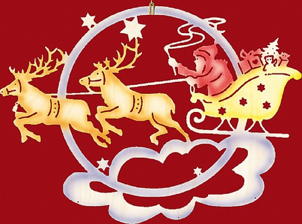 Taulin Fensterbild farbig Weihnachten Weihnachtsmann mit Rentierschlitten Taulin Fensterbild farbig Weihnachten Weihnachtsmann mit Rentierschlitten