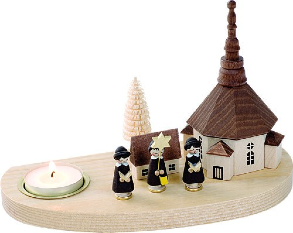 Richard Gläser Kerzenhalter Seiffener Kirche mit Kurrende Richard Gläser Kerzenhalter Seiffener Kirche mit Kurrende