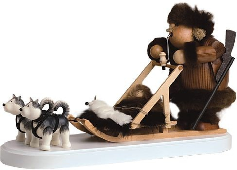 KWO Räuchermännchen Hundeschlittenführer (Musher) mit Huskys KWO Räuchermännchen Hundeschlittenführer (Musher) mit Huskys