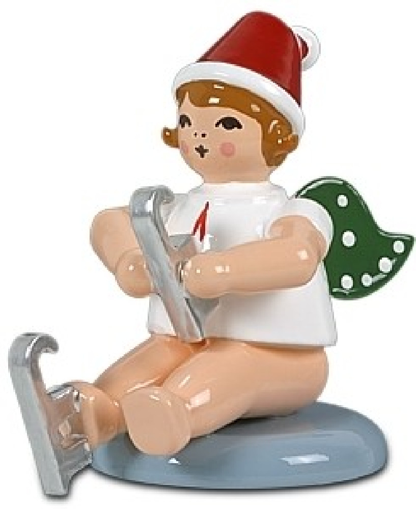 Ellmann Weihnachtsengel mit Schlittschuh - sitzend, mit Mütze Ellmann Weihnachtsengel mit Schlittschuh - sitzend, mit Mütze