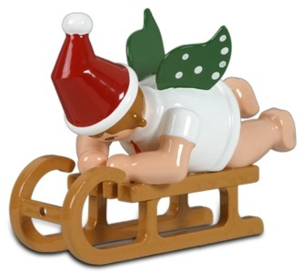 Ellmann Weihnachtsengel auf Schlitten - liegend, mit Mütze Ellmann Weihnachtsengel auf Schlitten - liegend, mit Mütze