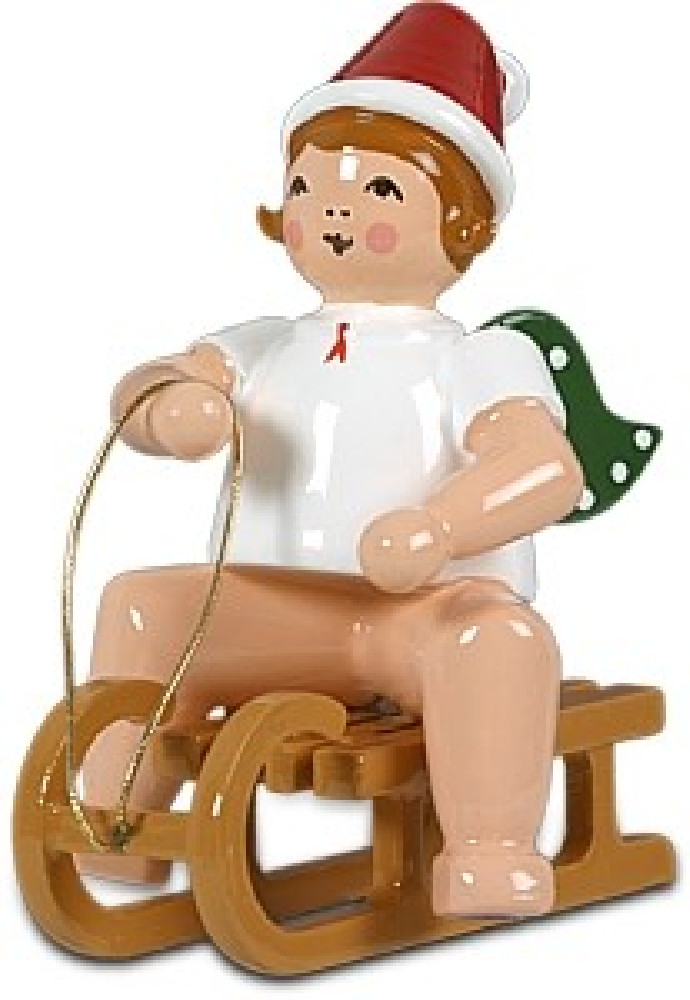 Ellmann Weihnachtsengel auf Schlitten - sitzend, mit Mütze Ellmann Weihnachtsengel auf Schlitten - sitzend, mit Mütze