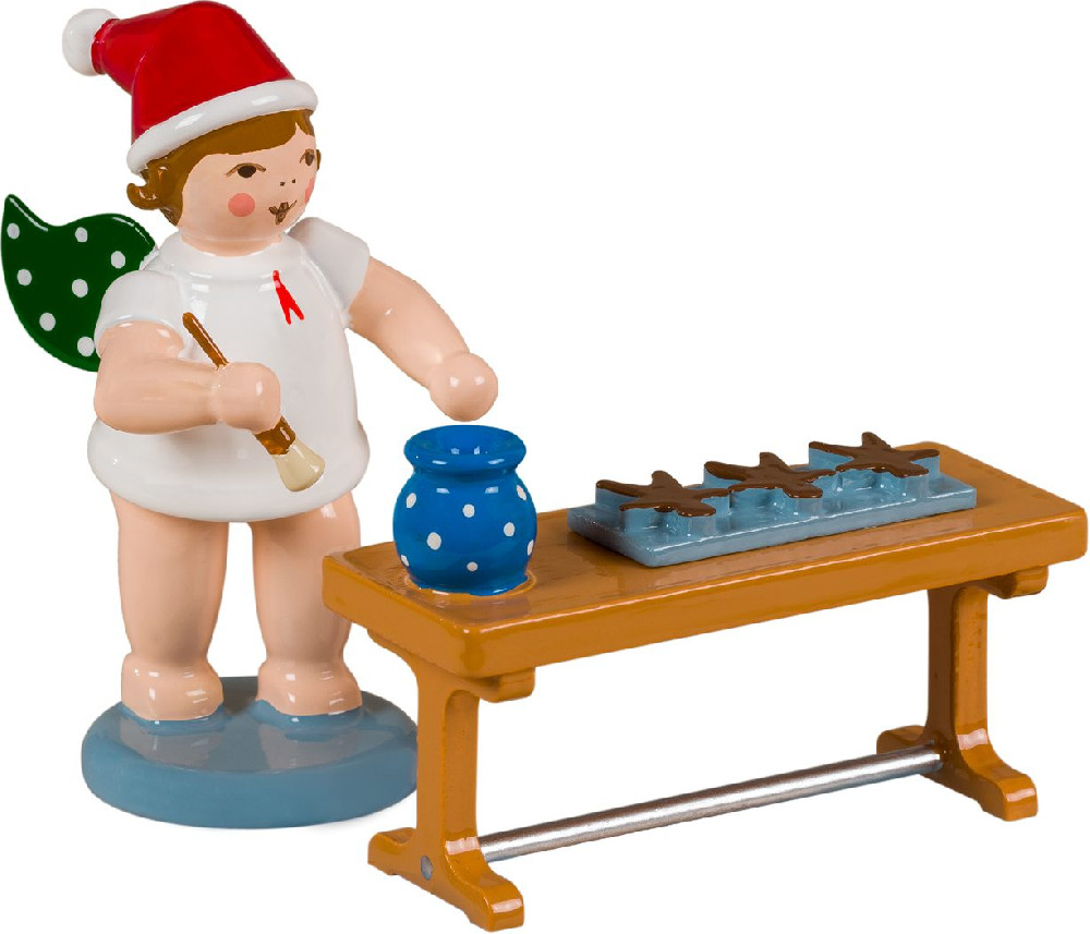 Ellmann Weihnachtsengel mit Lebkuchen am Tisch, mit Mütze Ellmann Weihnachtsengel mit Lebkuchen am Tisch, mit Mütze