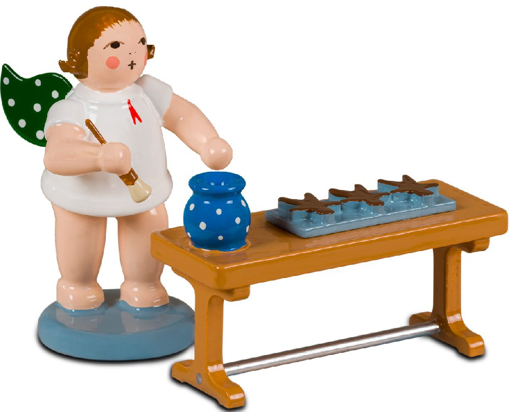Ellmann Weihnachtsengel mit Lebkuchen am Tisch, ohne Krone Ellmann Weihnachtsengel mit Lebkuchen am Tisch, ohne Krone