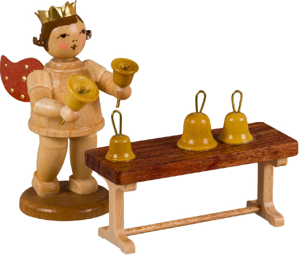 Ellmann Engel mit Handglockenspiel, mit Krone natur Ellmann Engel mit Handglockenspiel, mit Krone natur