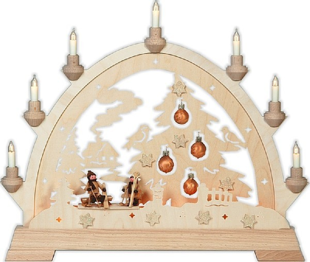 Taulin Schwibbogen Skifahrer - Tannenbaum mit Baumkugeln Taulin Schwibbogen Skifahrer - Tannenbaum mit Baumkugeln