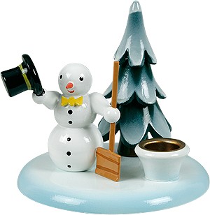 Ellmann Kerzenhalter Schneemann mit Schippe und Baum Ellmann Kerzenhalter Schneemann mit Schippe und Baum
