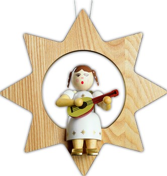 Richard Glässer Baumbehang Engel mit Mandoline im Stern, groß Richard Glässer Baumbehang Engel mit Mandoline im Stern, groß