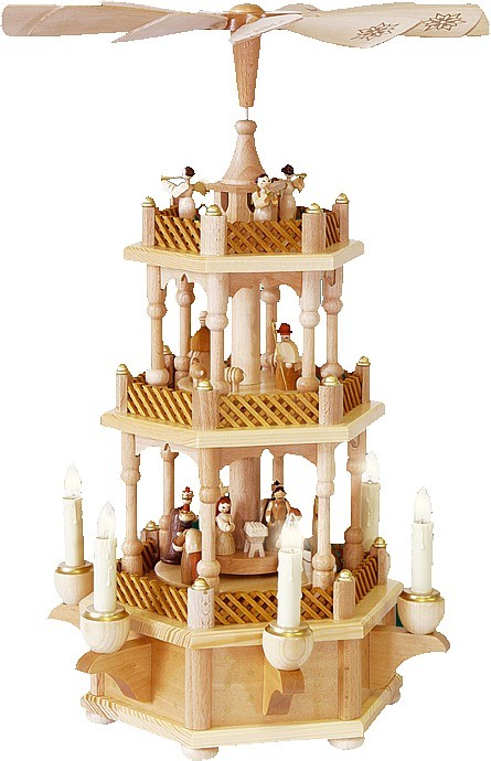 Richard Glässer Weihnachtspyramide Christi Geburt, 2-stöckig, natur, elektrisch Richard Glässer Weihnachtspyramide Christi Geburt, 2-stöckig, natur, elektrisch