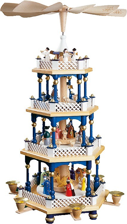 Richard Gläser Weihnachtspyramide Christi Geburt, 3-stöckig, blau Richard Gläser Weihnachtspyramide Christi Geburt, 3-stöckig, blau