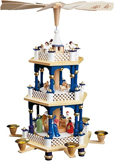 Richard Glässer Weihnachtspyramide Christi Geburt, 2-stöckig, blau Richard Glässer Weihnachtspyramide Christi Geburt, 2-stöckig, blau