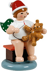 Ellmann Weihnachtsengel mit Teddy - sitzend, mit Mütze Ellmann Weihnachtsengel mit Teddy - sitzend, mit Mütze