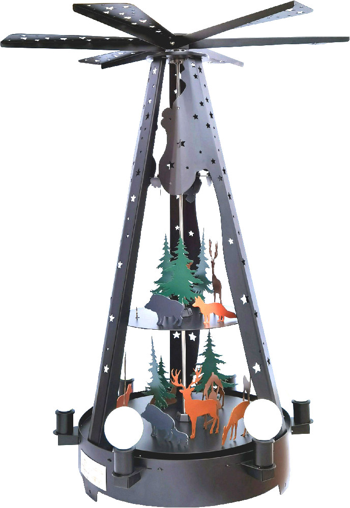Aussenpyramide aus Metall - Waldmotiv, anthrazit Aussenpyramide aus Metall - Waldmotiv, anthrazit