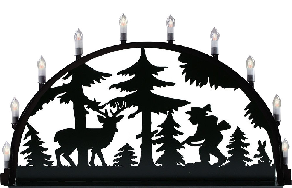 Außenschwibbogen aus Metall, Motiv - Jäger und Hirsch - 2,50 x 1,25 m Außenschwibbogen aus Metall, Motiv - Jäger und Hirsch - 2,50 x 1,25 m