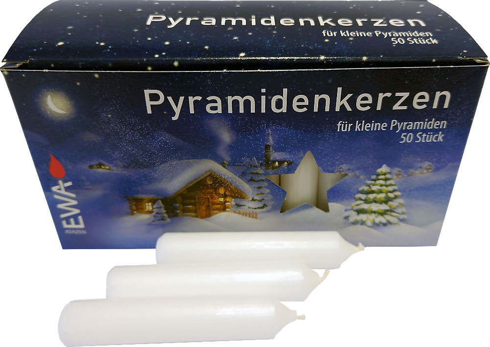 50 Pyramidenkerzen - 14 mm, weiß 50 Pyramidenkerzen - 14 mm, weiß