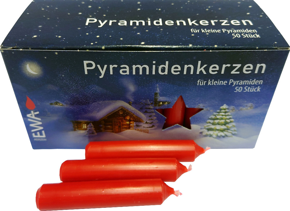 50 Pyramidenkerzen - 14 mm, rot 50 Pyramidenkerzen - 14 mm, rot