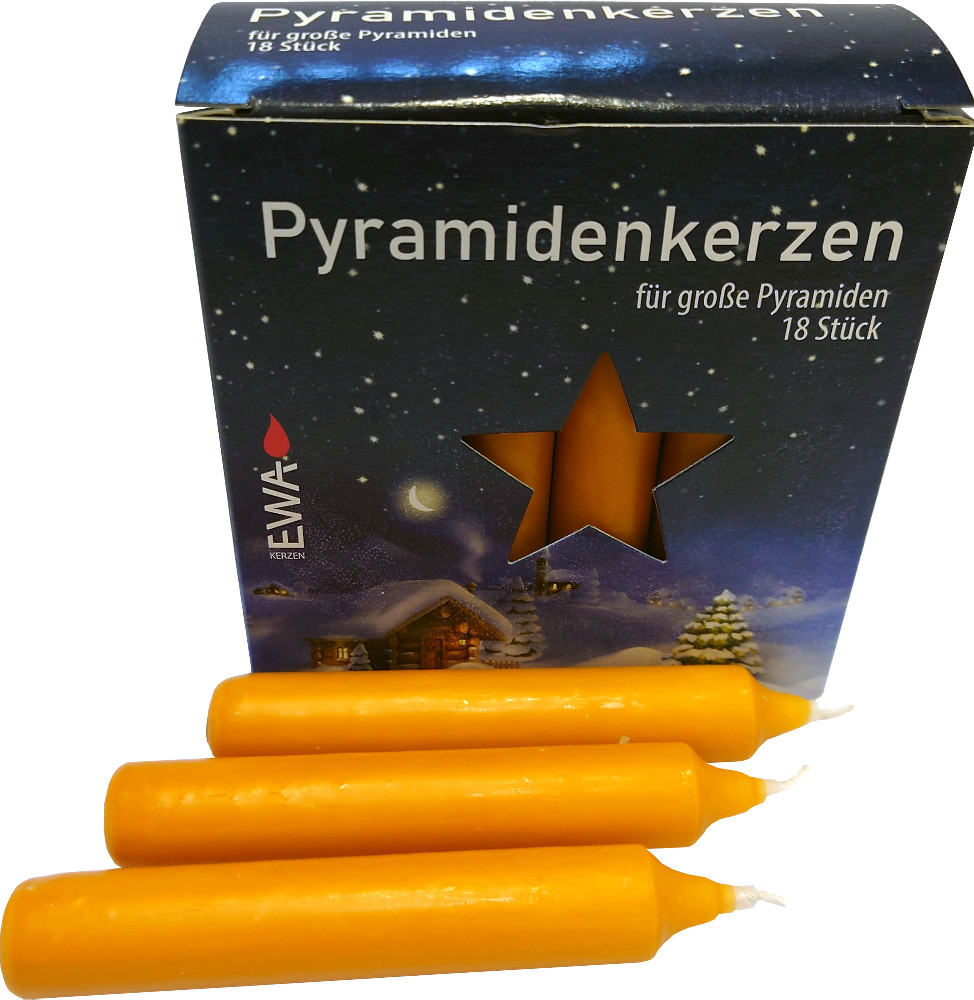 18 Pyramidenkerzen, groß - 17 mm, natur 18 Pyramidenkerzen, groß - 17 mm, natur