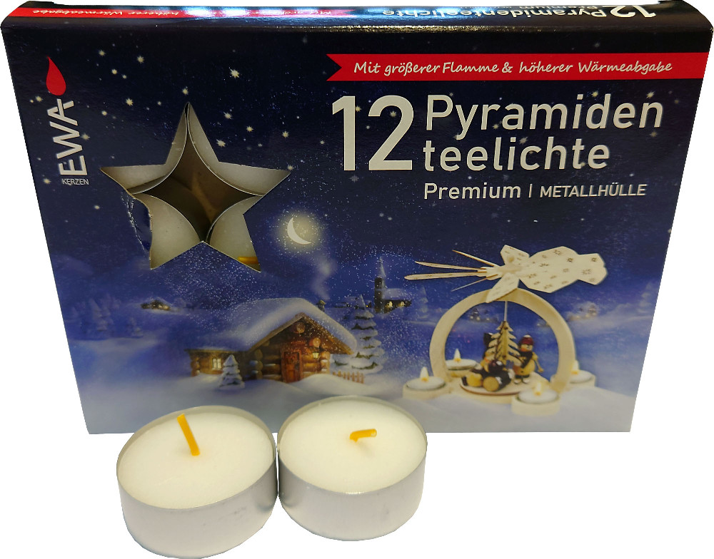 12 Pyramidenteelichte 12 Pyramidenteelichte