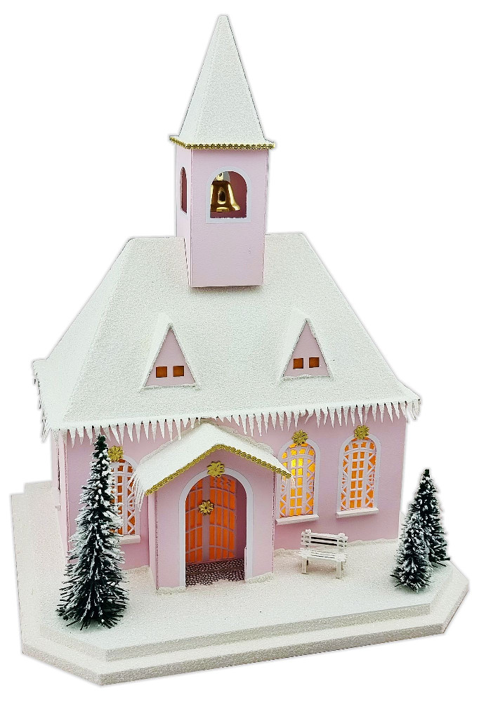 Birgit Uhlig Licherhaus rosa Kirche verschneit Birgit Uhlig Licherhaus rosa Kirche verschneit
