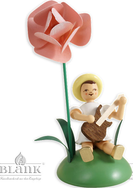 Blank Blumenkind mit E-Gitarre und Pfingstrose, sitzend, farbig Blank Blumenkind mit E-Gitarre und Pfingstrose, sitzend, farbig