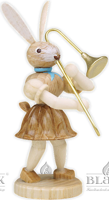 Blank Osterhase mit Zugposaune, natur Blank Osterhase mit Zugposaune, natur