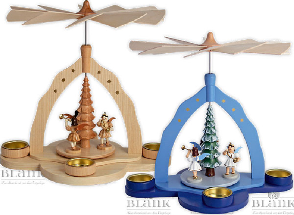 Blank Pyramide mit 3 Engeln, für Teelichter Blank Pyramide mit 3 Engeln, für Teelichter