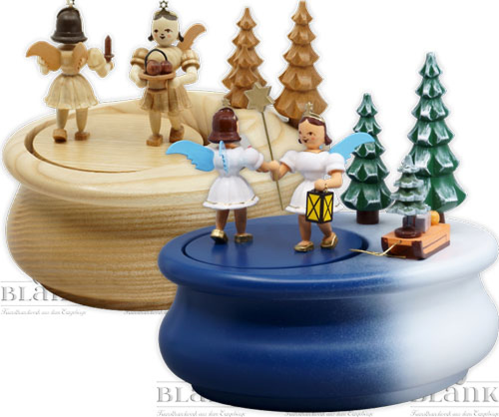 Blank Spieldose mit 2 Gabenbringern, oval Blank Spieldose mit 2 Gabenbringern, oval