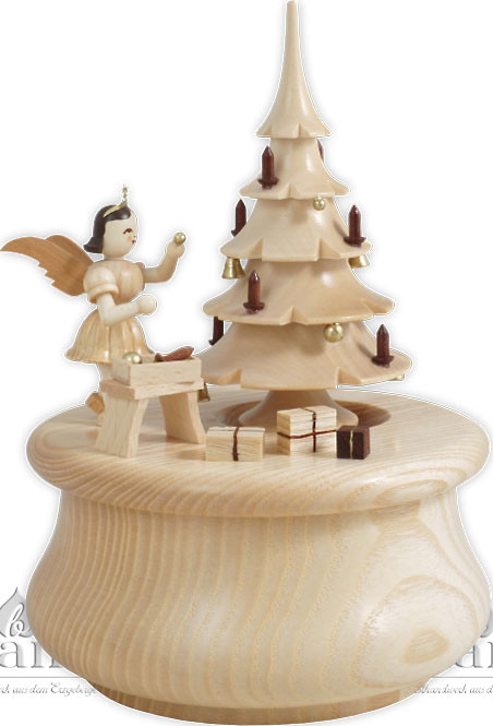 Blank Spieldose Weihnachtstraum mit Baum und Kurzrockengel, natur Blank Spieldose Weihnachtstraum mit Baum und Kurzrockengel, natur