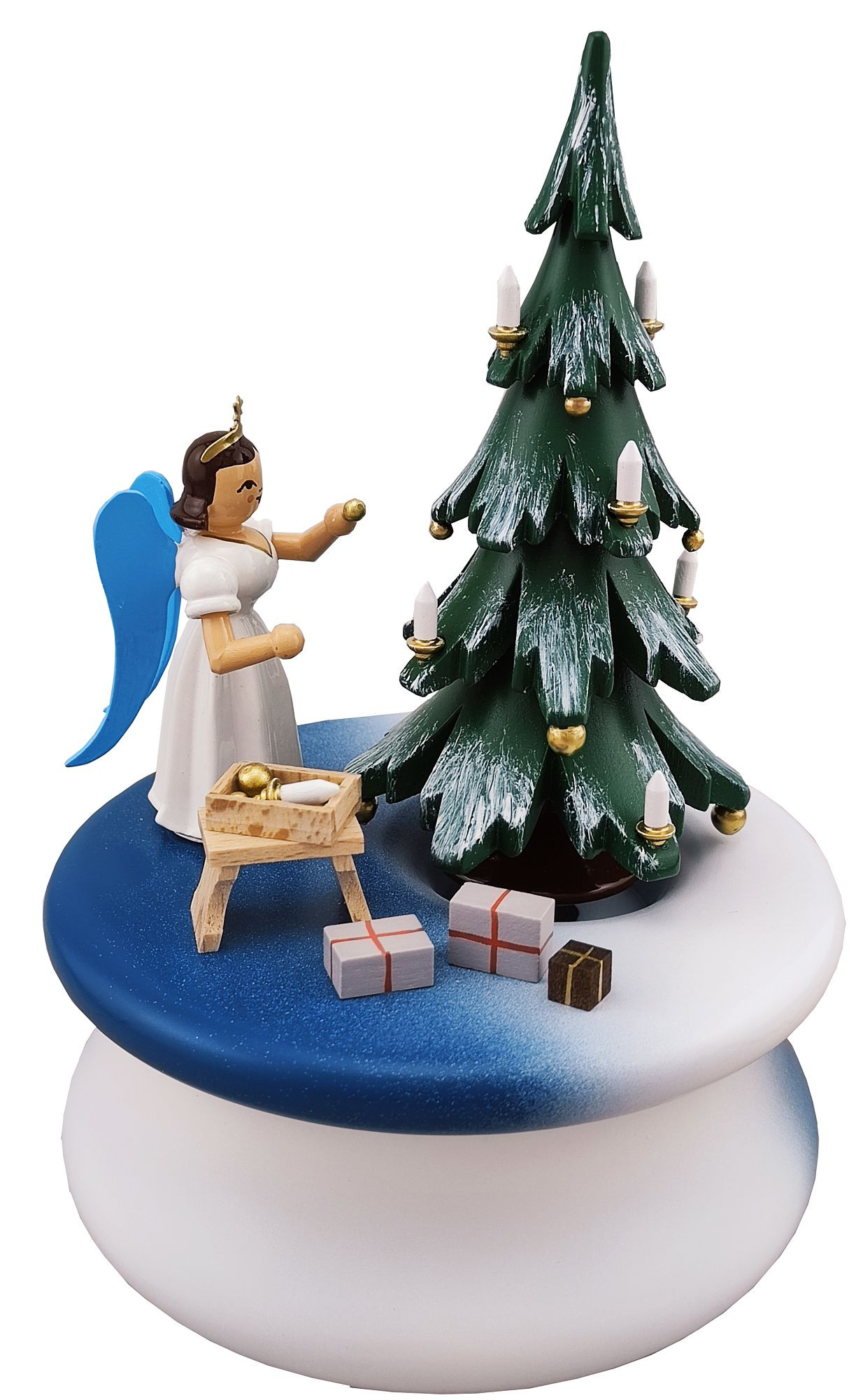 Blank Spieldose Weihnachtstraum mit Baum und Langrockengel, farbig Blank Spieldose Weihnachtstraum mit Baum und Langrockengel, farbig