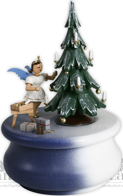 Blank Spieldose Weihnachtstraum mit Baum und Kurzrockengel, farbig Blank Spieldose Weihnachtstraum mit Baum und Kurzrockengel, farbig