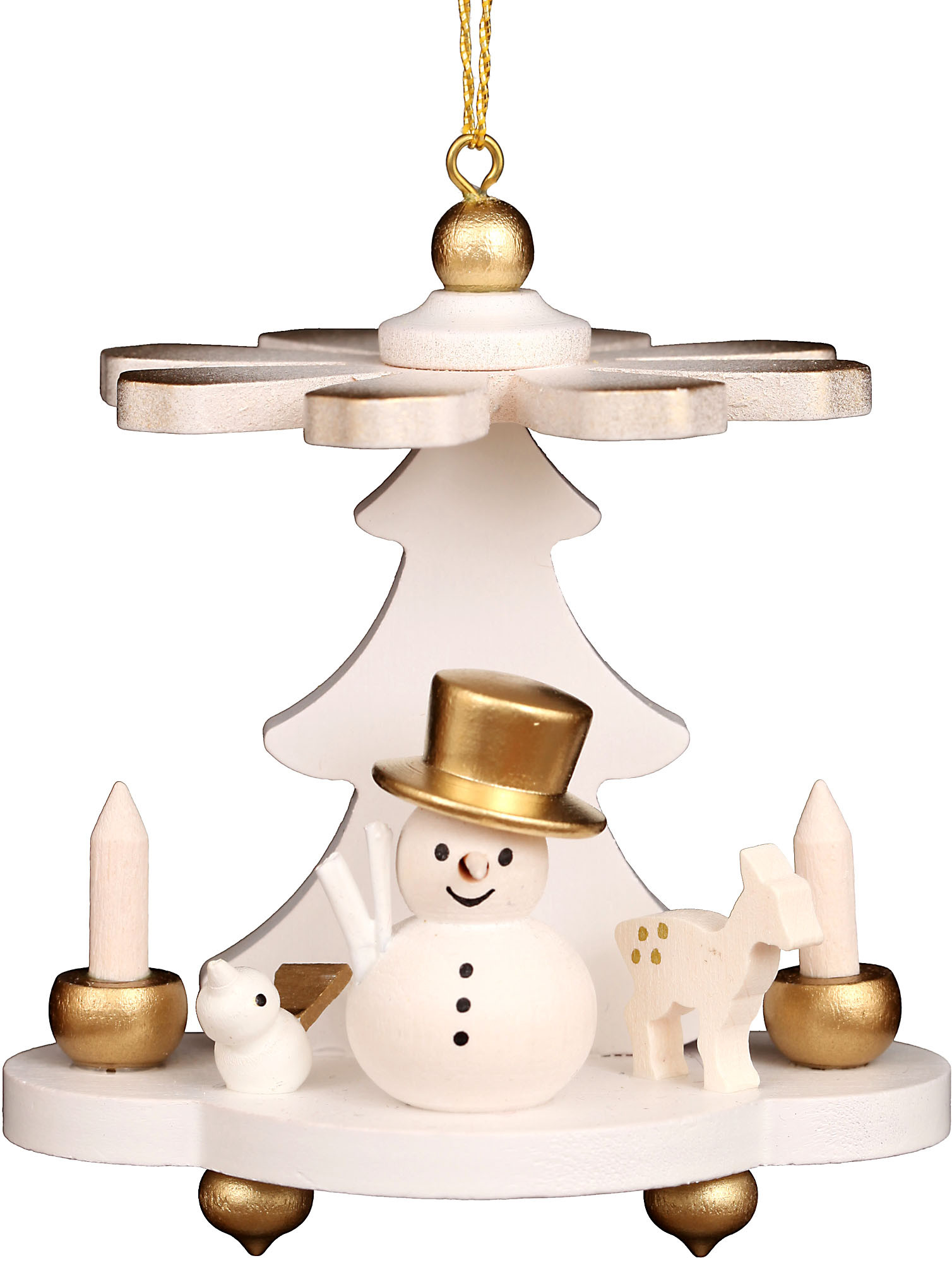 Christian Ulbricht Baumbehang Pyramide weiß mit Schneemann Christian Ulbricht Baumbehang Pyramide weiß mit Schneemann