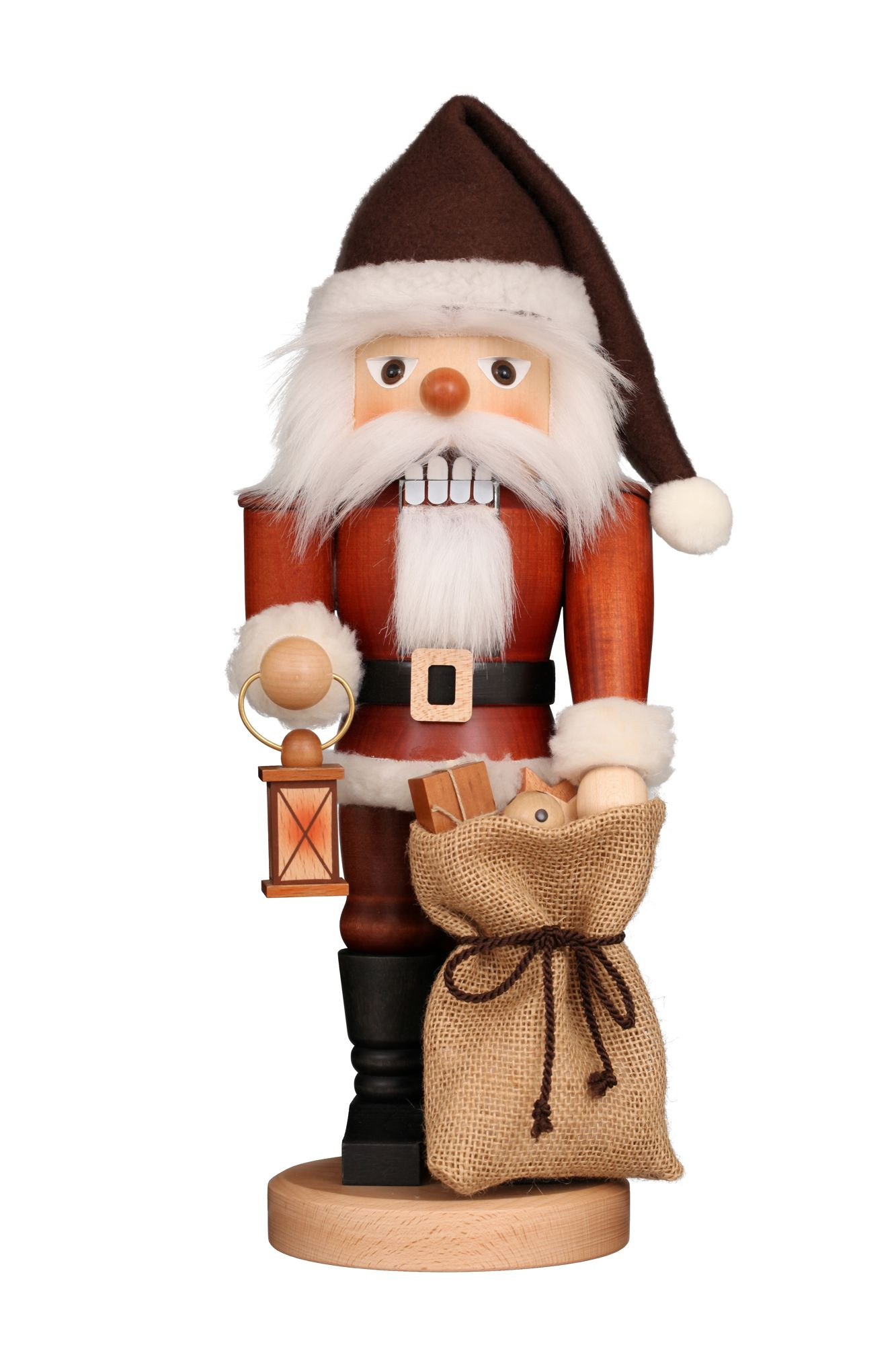 Nußknacker Weihnachtsmann mit Laterne, natur Nußknacker Weihnachtsmann mit Laterne, natur