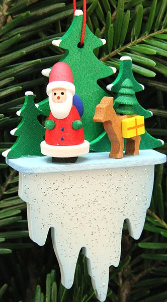 Christian Ulbricht Baumbehang Weihnachtsmann mit Bambi auf Eiszapfen Christian Ulbricht Baumbehang Weihnachtsmann mit Bambi auf Eiszapfen