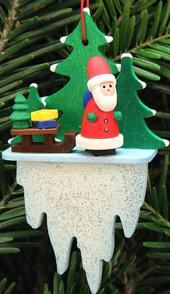 Christian Ulbricht Baumbehang Weihnachtsmann mit Schlitten auf Eiszapfen Christian Ulbricht Baumbehang Weihnachtsmann mit Schlitten auf Eiszapfen