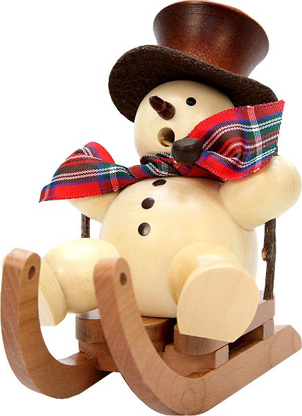 Christian Ulbricht Räuchermann Schneemann auf Schlitten natur Christian Ulbricht Räuchermann Schneemann auf Schlitten natur