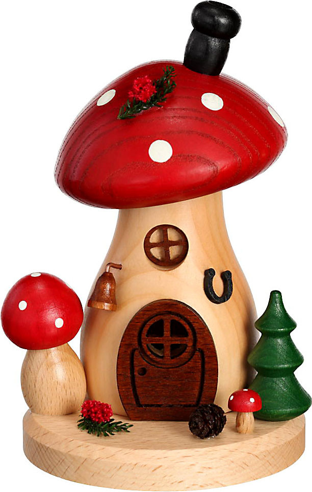 Drechselwerkstatt Uhlig Räucherfigur Pilzhäusel Waldserie Fliegenpilz, rund, flach Drechselwerkstatt Uhlig Räucherfigur Pilzhäusel Waldserie Fliegenpilz, rund, flach