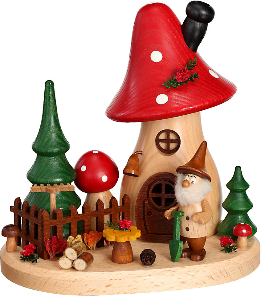 Drechselwerkstatt Uhlig Räucherfigur Pilzhäusel Waldserie mit Wichtel Gärtner Drechselwerkstatt Uhlig Räucherfigur Pilzhäusel Waldserie mit Wichtel Gärtner