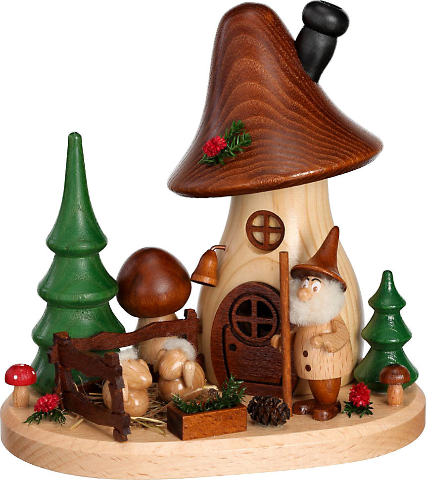Drechselwerkstatt Uhlig Räucherfigur Pilzhäusel Waldserie mit Wichtel Schäfer Drechselwerkstatt Uhlig Räucherfigur Pilzhäusel Waldserie mit Wichtel Schäfer