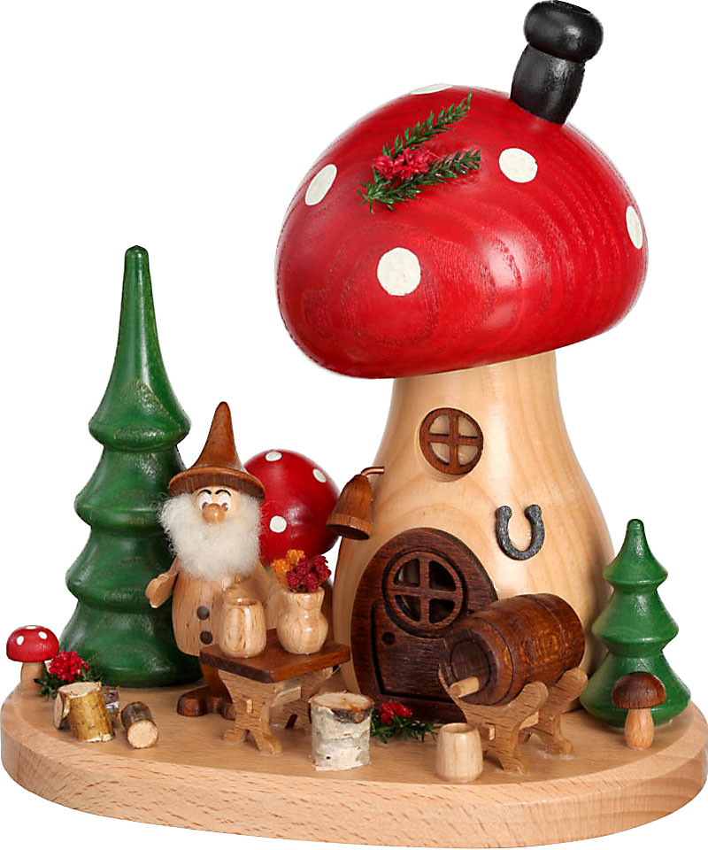 Drechselwerkstatt Uhlig Räucherfigur Pilzhäusel Waldserie mit Wichtel Pilzschänke Drechselwerkstatt Uhlig Räucherfigur Pilzhäusel Waldserie mit Wichtel Pilzschänke