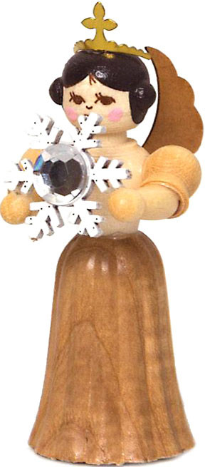Drechslerei Kuhnert Konzertengel mit Schneekristall, natur - klein Drechslerei Kuhnert Konzertengel mit Schneekristall, natur - klein
