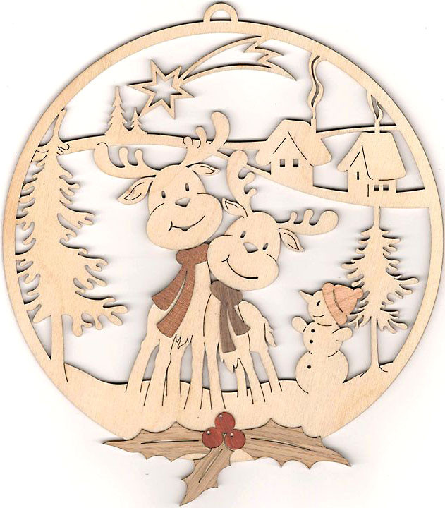 Drechslerei Kuhnert Fensterbild Elch mit Schneemann Drechslerei Kuhnert Fensterbild Elch mit Schneemann