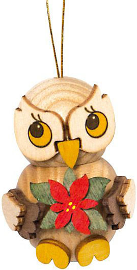 Drechslerei Kuhnert Baumbehang Eulenkind mit Weihnachtsstern Drechslerei Kuhnert Baumbehang Eulenkind mit Weihnachtsstern