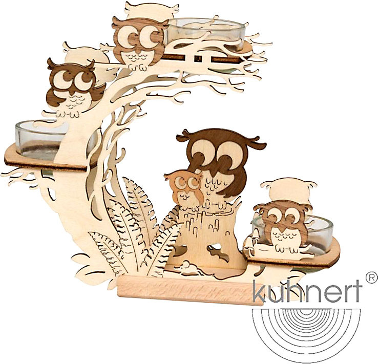 Drechslerei Kuhnert Teelichtkranz Eule