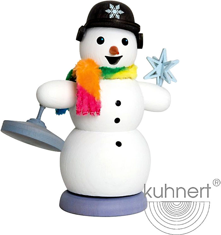 Drechslerei Kuhnert Räuchermann Schneemann mit Eisstock Drechslerei Kuhnert Räuchermann Schneemann mit Eisstock