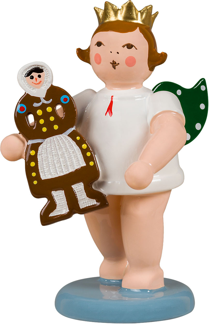 Ellmann Engel mit Olbernhauer Marktfigur - Pfefferkuchenfrau, mit Krone Ellmann Engel mit Olbernhauer Marktfigur - Pfefferkuchenfrau, mit Krone