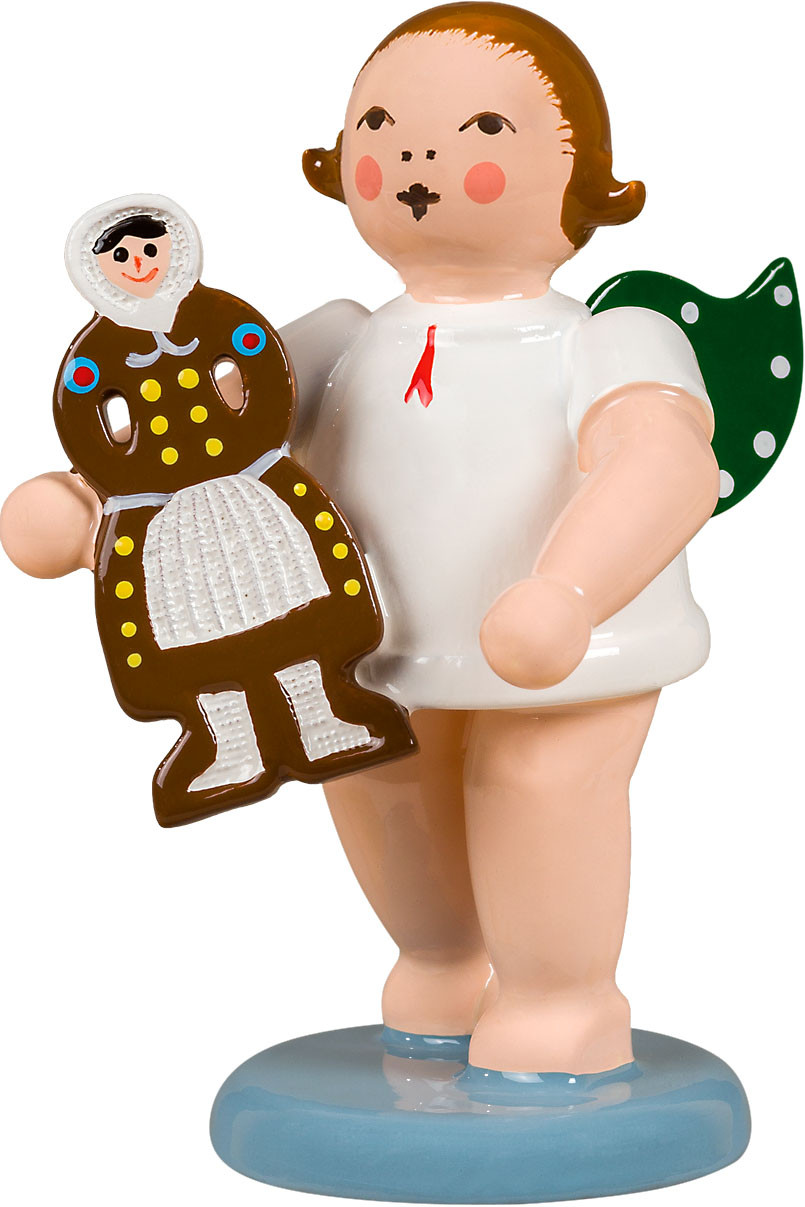 Ellmann Engel mit Olbernhauer Marktfigur - Pfefferkuchenfrau, ohne Krone